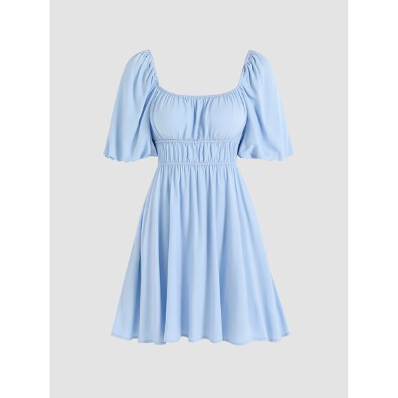 Cider Dresses & Skirts - Cider NEW Pastel Blue Milkmaid Babydoll Puff Sleeve Dress SZ S